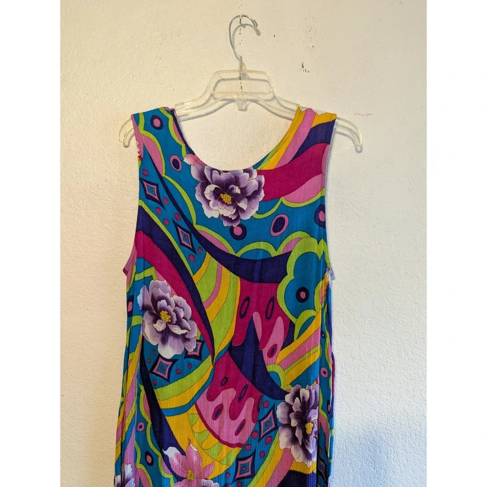 Vintage R&K Original Funky Hawaiian Floral Rayon Maxi Dress Sz Lg Retro Look
